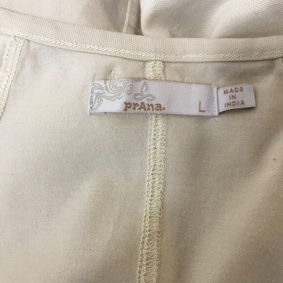 PRANA - WOMEN'S LARGE - TAN IVORY SLEEVELESS ROUND NECK BUTTON TANK TOP - Picture 5 of 6